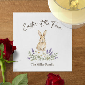 Personalized Easter Cocktail Napkins – Bunny & Spring Floral