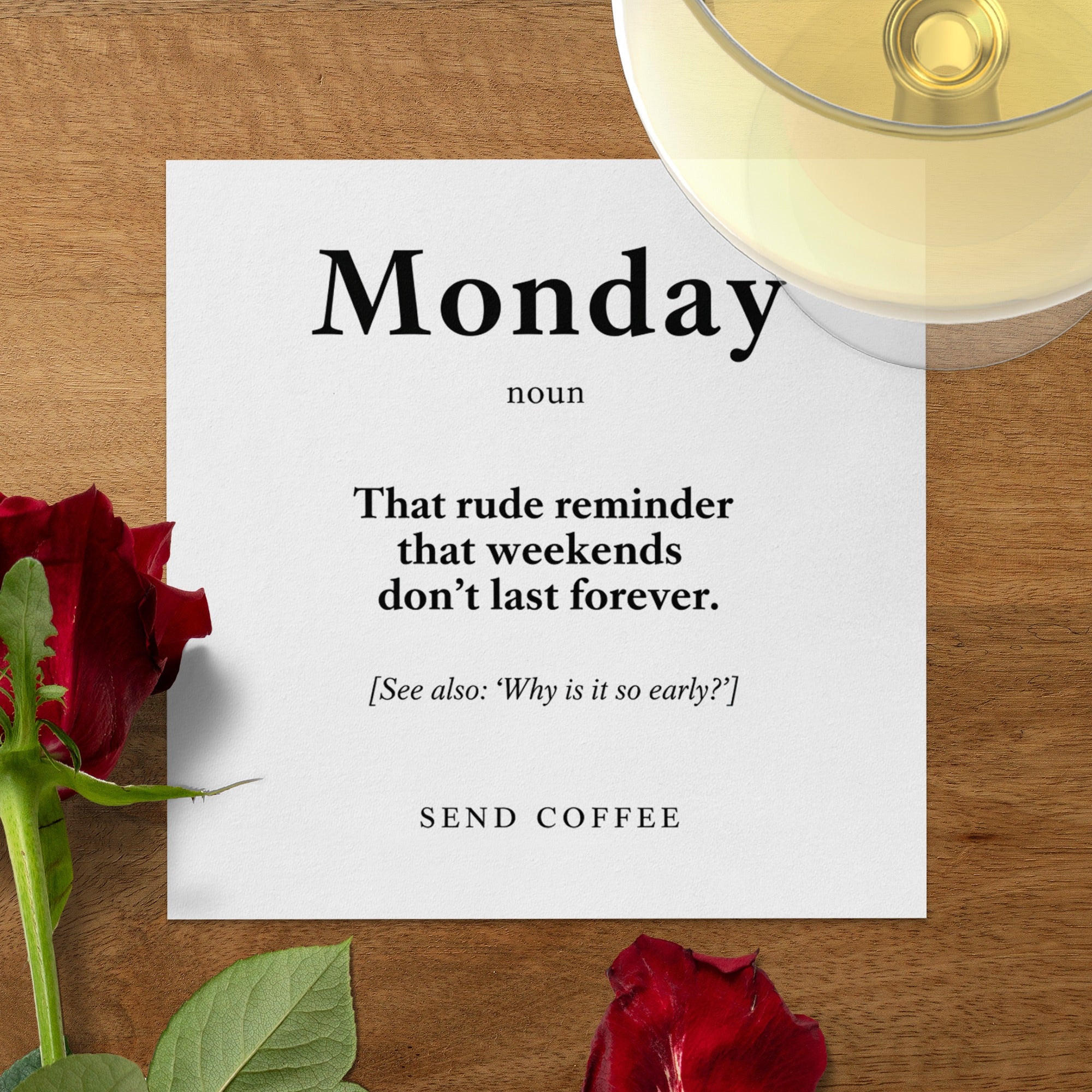 Monday Definition Napkin, Funny Office Decor, Send Coffee, Work Napkin, Sarcastic Gift, Humor Napkin, Weekday Napkin