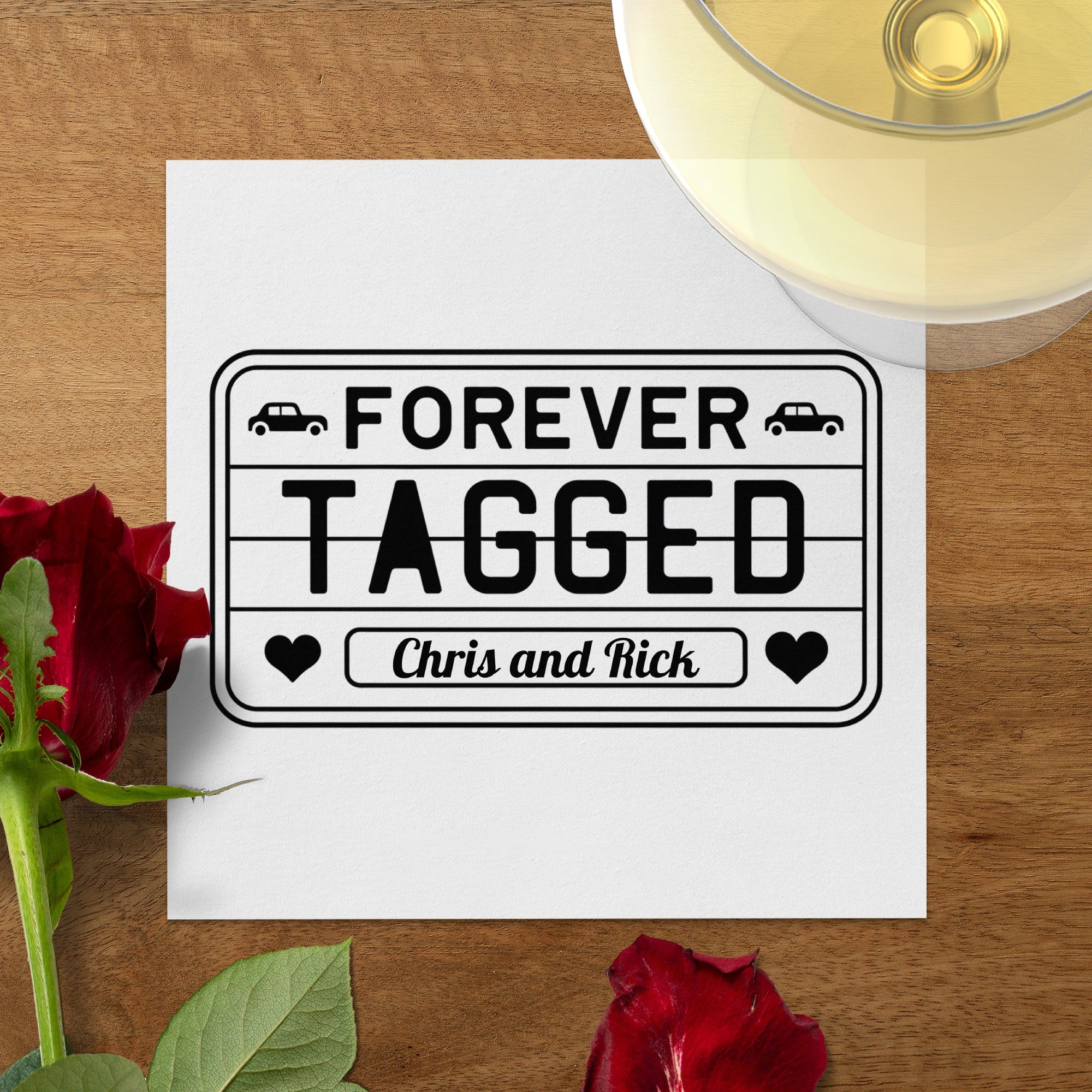 Wedding Personalized Cocktail Napkins – Retro Forever Tagged Design