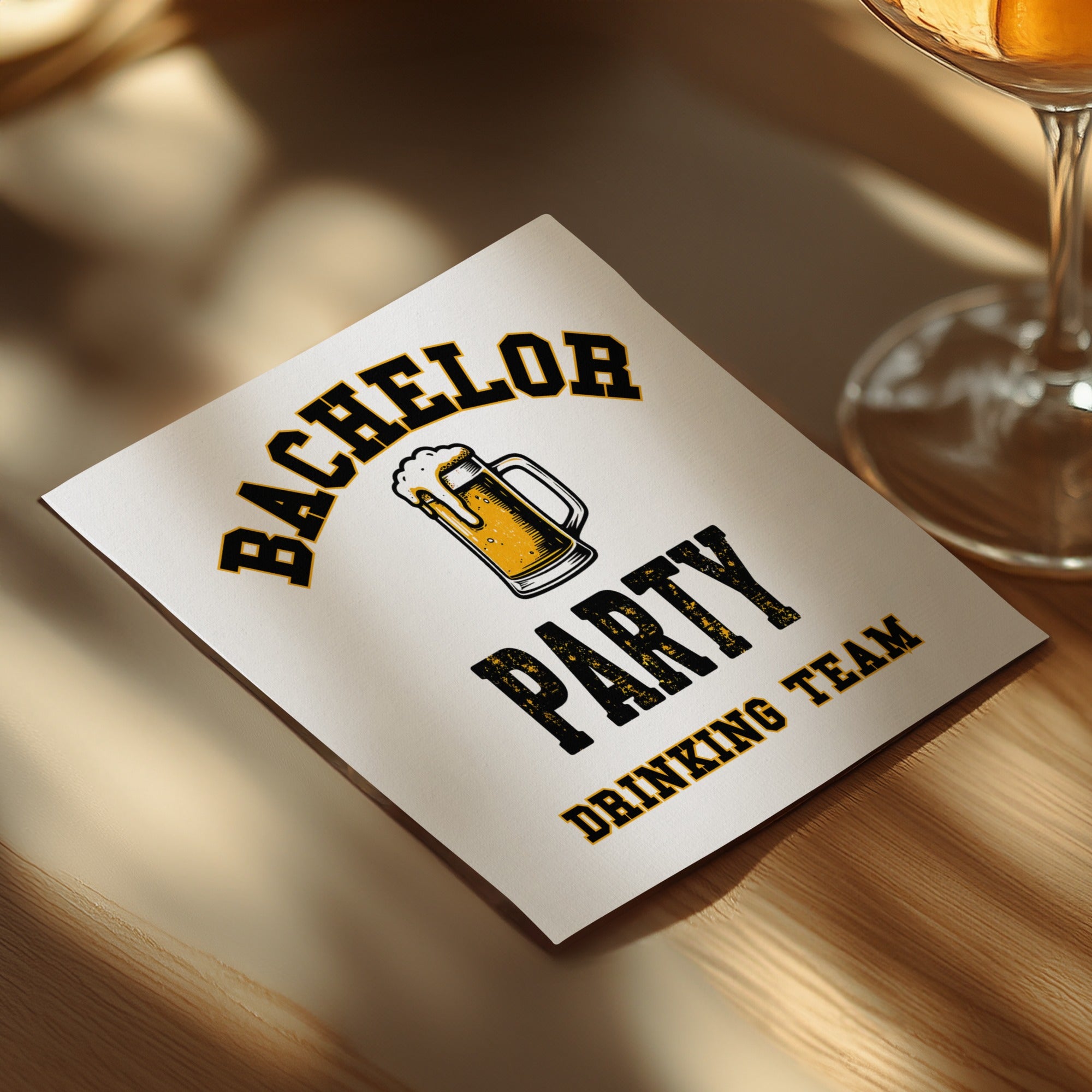 Personalized Bachelor Party Napkins – Drinking Team – Custom Party Napkins with Beer Mug Design