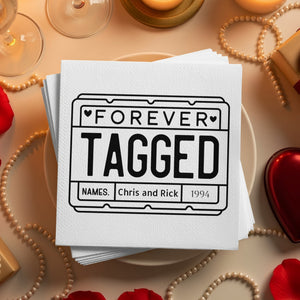 Personalized License Plate Napkins – Playful Anniversary Keepsake – Custom Romantic Napkin with Name & Years