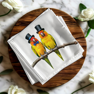 Sun Conure Napkin, Bird Napkin, Cute Parrot, Top Hat Birds, Formal Birds, Animal Napkin, Funny Napkin, Party Napkin, Decorative Napkin