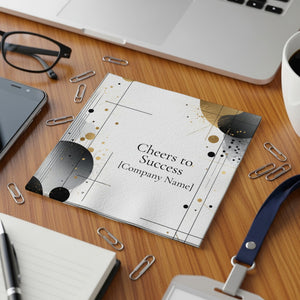 Personalized Corporate Event Napkins – Custom Logo & Company Name – Modern Geometric Black and Gold Design – Cheers to Success