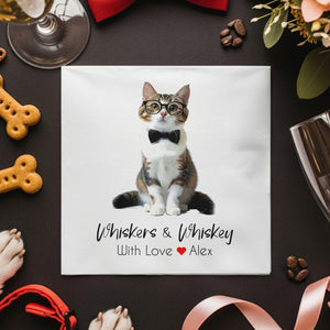 Whiskers and Whiskey Napkin, Cute Cat Napkin, Funny Napkin, Cat Lover Gift, Home Decor, Novelty Napkin, Unique Napkin
