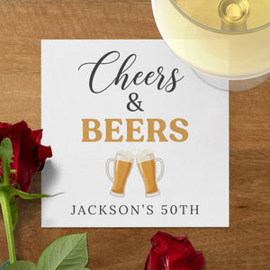 Cheers and Beers Birthday Cocktail Napkins