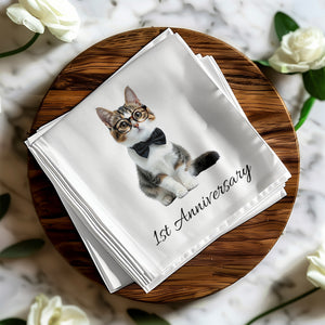 Cute Cat Napkin, 1st Anniversary Napkins, Funny Pet Lover Gift, Decorative Napkins, Novelty Napkins, Party Napkin Favors, Kitten Napkin