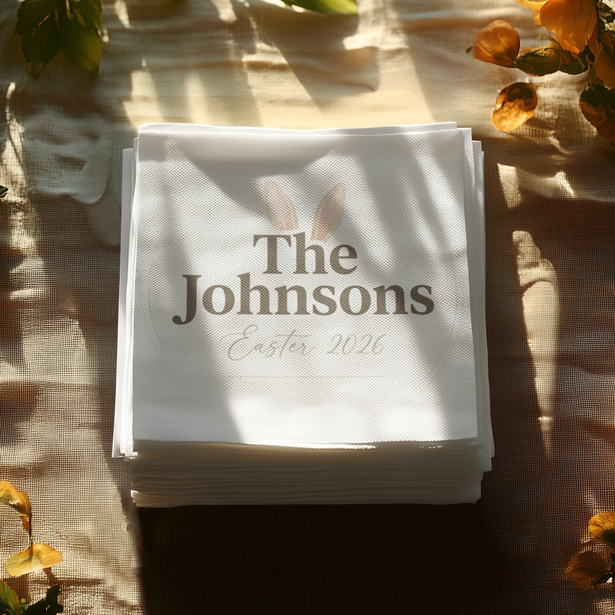 Personalized Easter Beverage Napkins – Bunny & Spring Floral