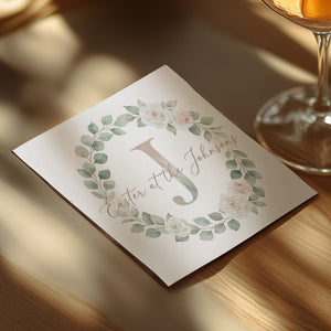 Personalized Easter Beverage Napkins – Monogram Wreath