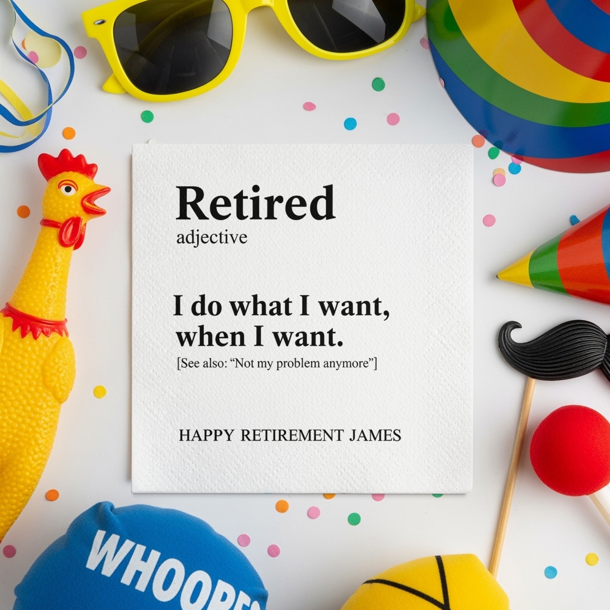 Funny Retirement Napkin, Retired Adjective Definition, Retirement Gift Napkin, Gift for Retiree, Retirement Party Favor, Retirement James