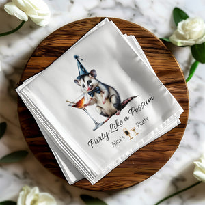 Party Possum Napkin, Cocktail Napkin, Funny Animal Napkin, Birthday Party Decoration, Festive Napkin, Unique Party Favor, Cute Napkin