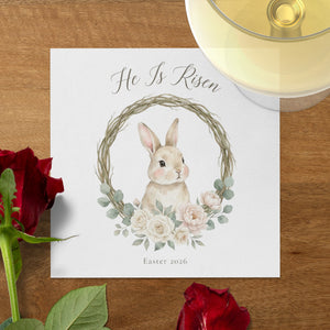 Personalized Easter Beverage Napkins – He Is Risen