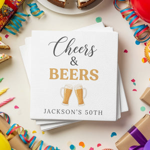 Cheers and Beers Birthday Cocktail Napkins