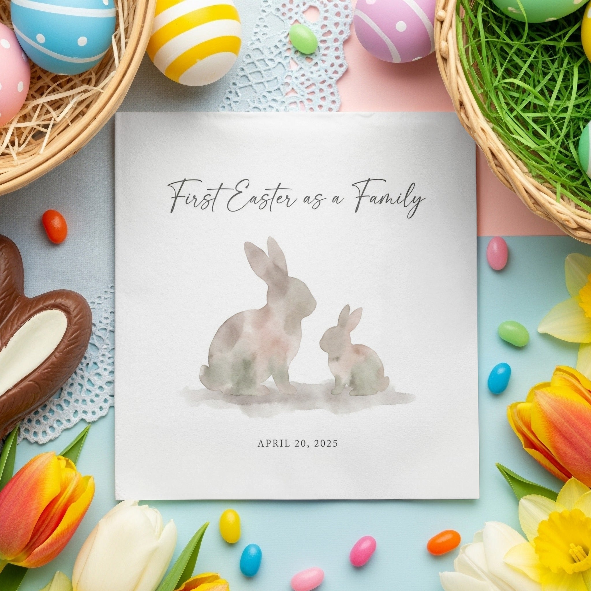 Personalized Easter Cocktail Napkins – First Easter as a Family
