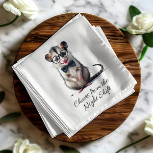 Opossum Napkin, Funny Animal Napkin, Cheers from the Night Shift, Cute Possum Gift, Nerdy Animal Napkin, Party Napkin, Novelty Napkin