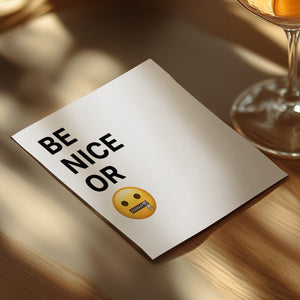Be Nice Or Zip It Napkin, Funny Napkin, Emoji Napkin, Novelty Napkin, Party Favor, Gag Gift, Quirky Napkin