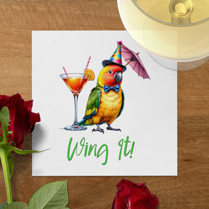 Party Parrot Napkins, Cocktail Bird Napkins, Wing It Beverage Napkins, Fun Party Napkins, Bird Lover Gift, Tropical Napkins, Festive Napkins