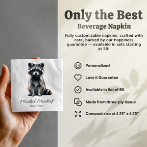 Raccoon Napkin, Animal Napkin, Nerd Raccoon, Party Napkins, Cocktail Napkin, Funny Napkin, Decorative Napkin, Hostess Gift