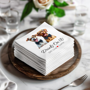 Drinks On Us Dog Napkin, Funny Dog Napkins, Party Napkins, Cocktail Napkins, Pet Lover Gift, Animal Napkin, Custom Napkin