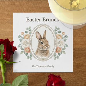 Personalized Easter Cocktail Napkins – Easter Brunch Floral Bunny