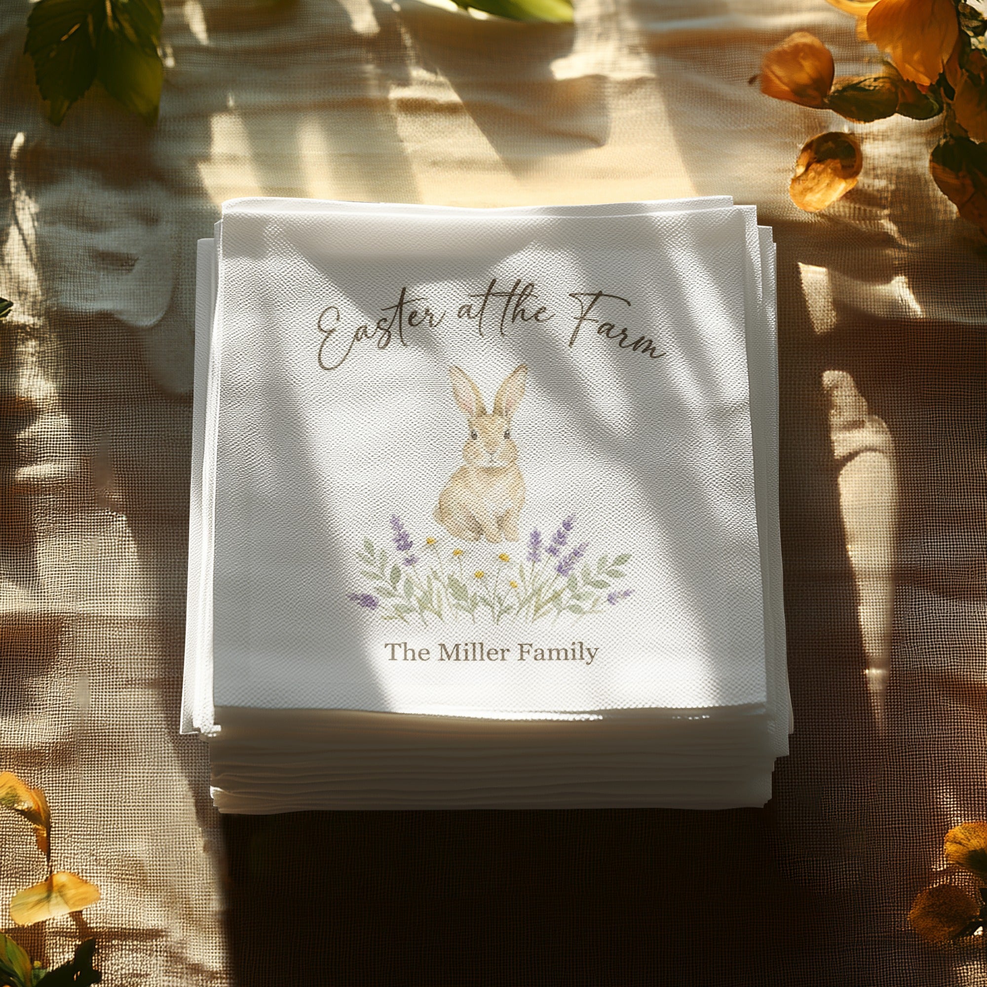 Personalized Easter Cocktail Napkins – Bunny & Spring Floral