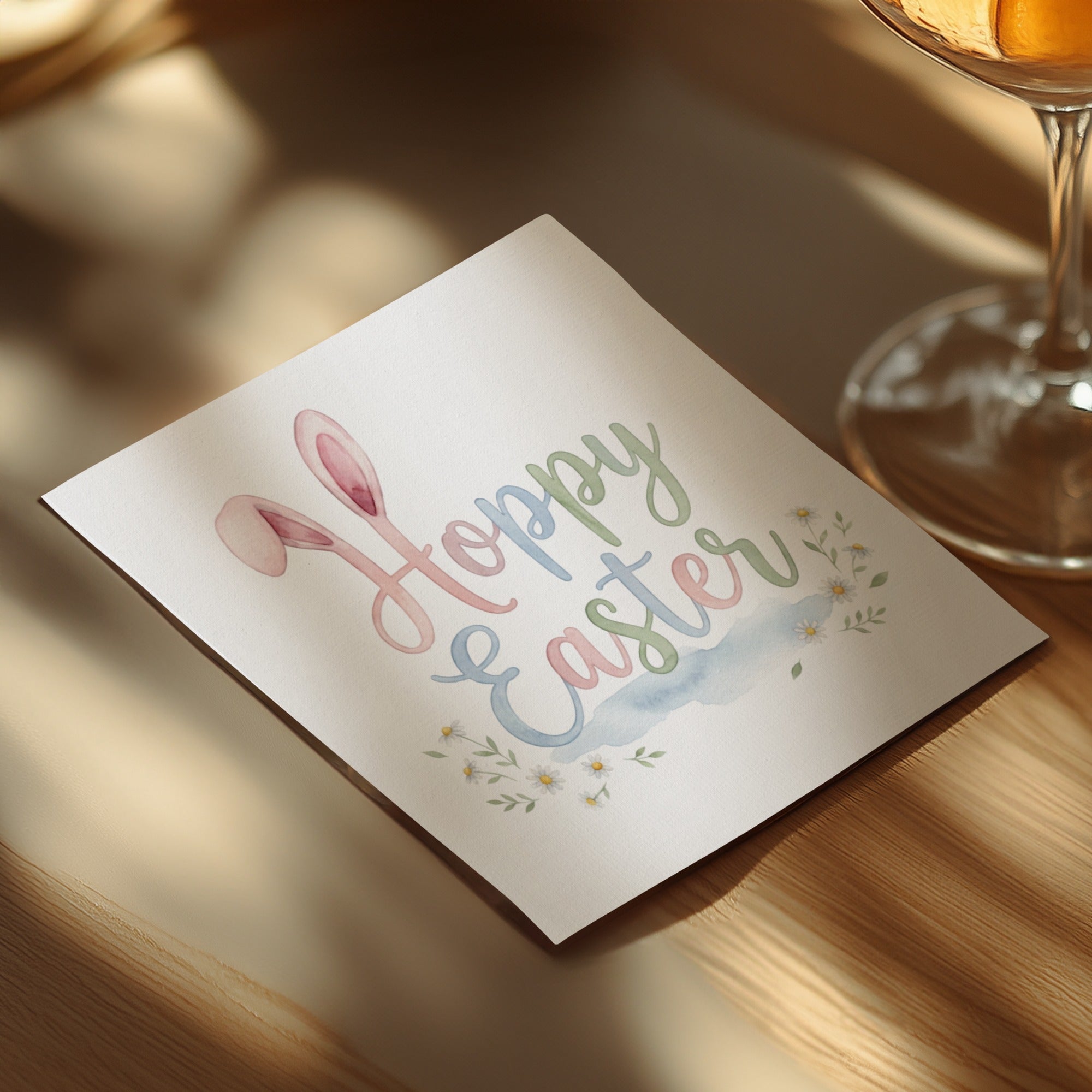 Personalized Easter Beverage Napkins – Bunny & Spring Floral