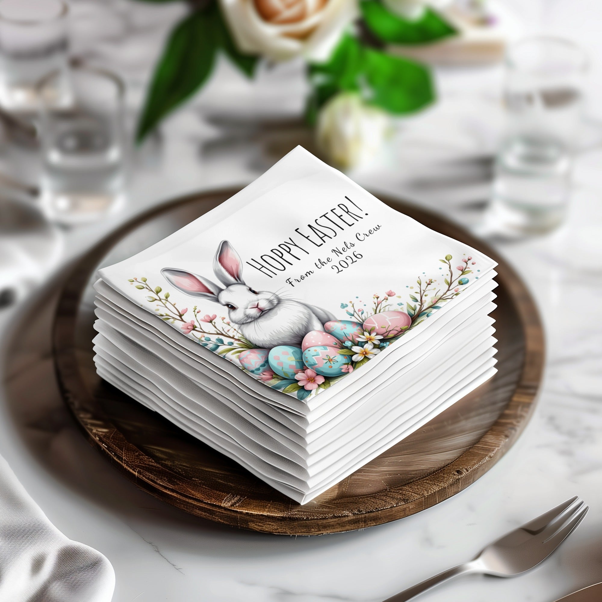 Hoppy Easter Napkins – Bunny & Easter Egg Design – Custom Spring Celebration Napkins