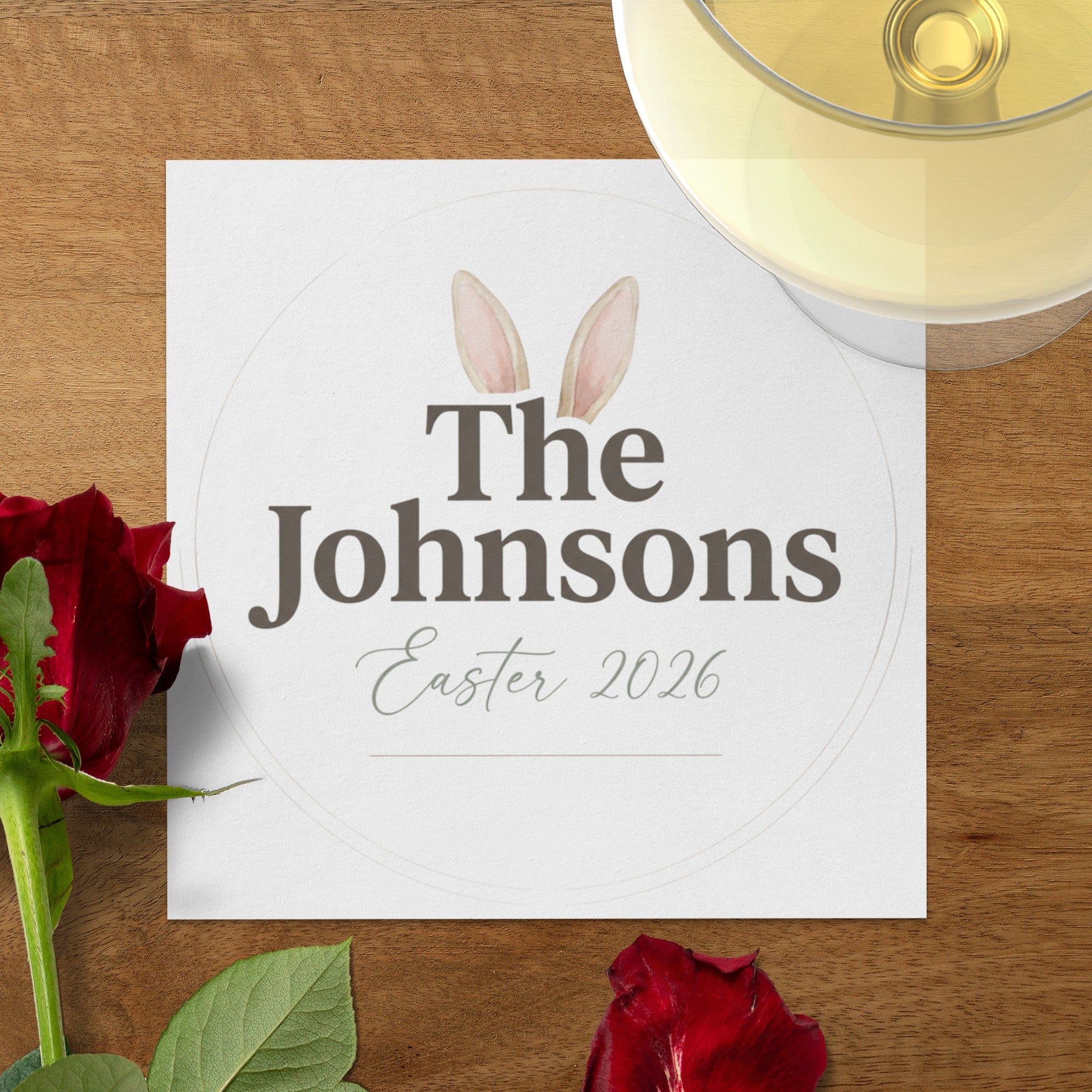 Personalized Easter Beverage Napkins – Bunny & Spring Floral