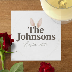 Personalized Easter Beverage Napkins – Bunny & Spring Floral