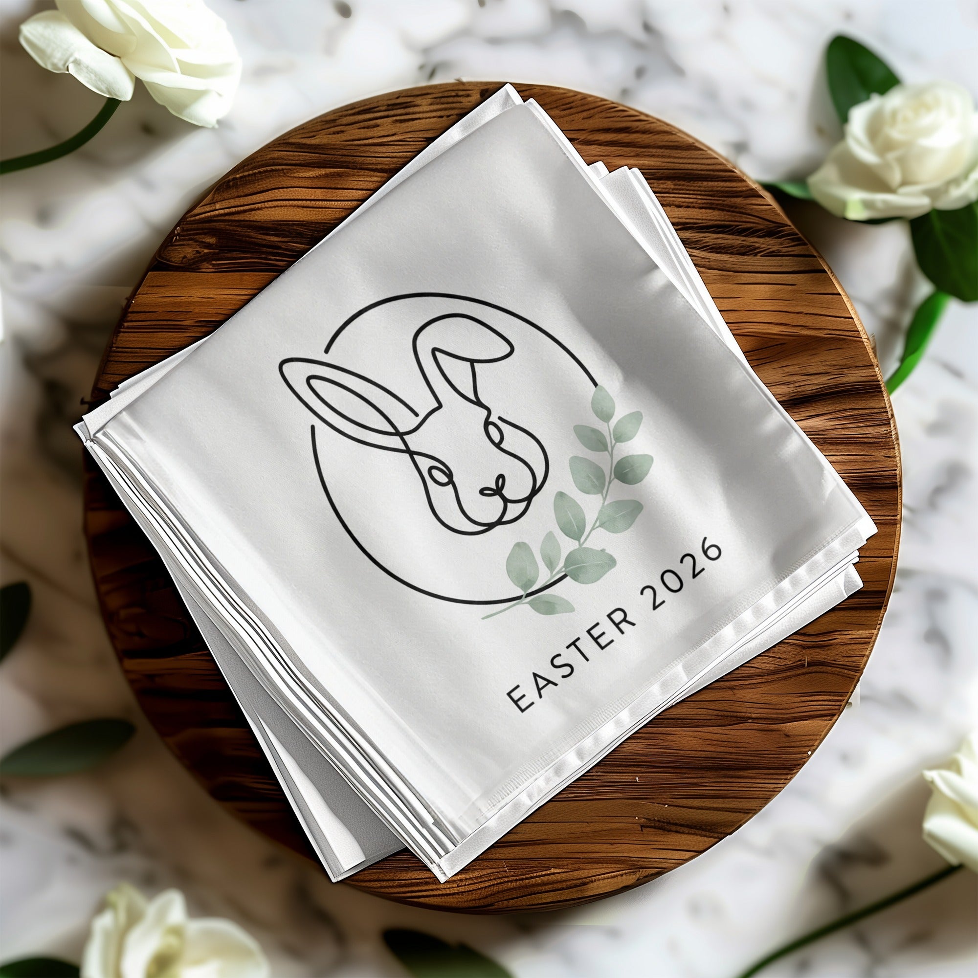 Personalized Easter Cocktail Napkins – Minimal Bunny Line Art