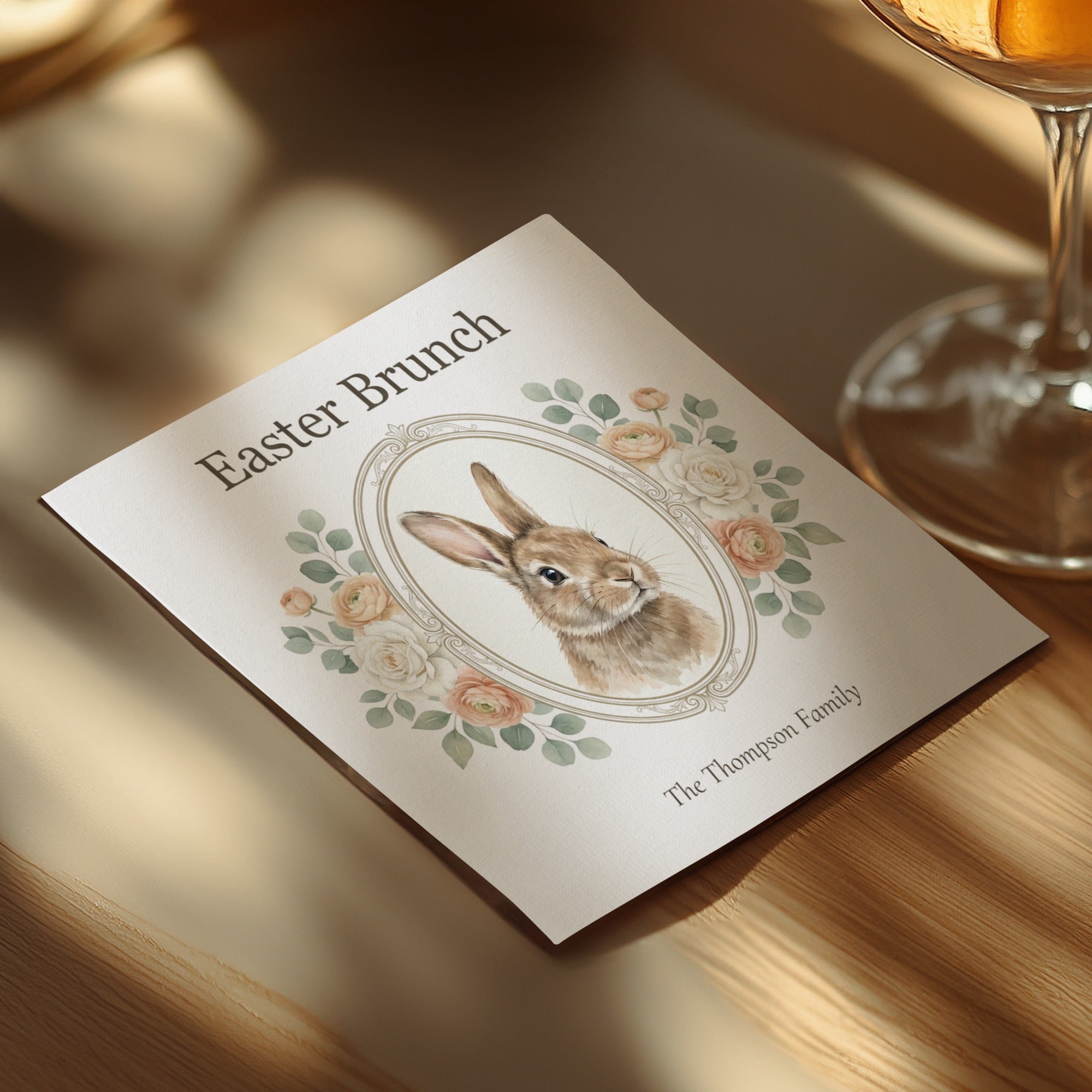Personalized Easter Cocktail Napkins – Easter Brunch Floral Bunny