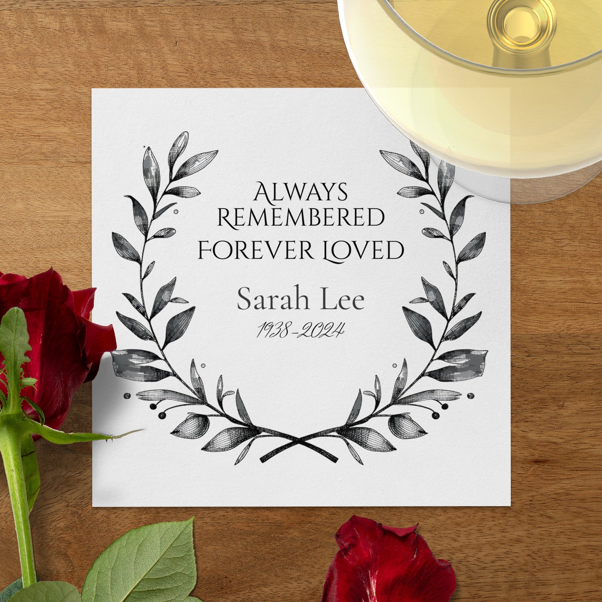Personalized Memorial Napkins – Always Remembered, Forever Loved – Custom Funeral Napkin with Name & Years