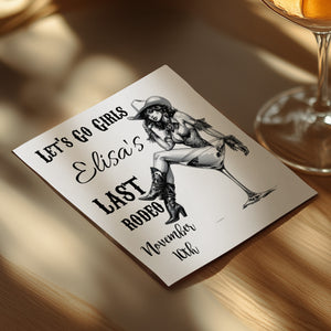 Personalized Bachelorette Napkins – Let’s Go Girls Rodeo – Custom Last Rodeo Party Napkins with Name & Date – Featuring Cowgirl Cocktail Design