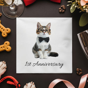 Cute Cat Napkin, 1st Anniversary Napkins, Funny Pet Lover Gift, Decorative Napkins, Novelty Napkins, Party Napkin Favors, Kitten Napkin
