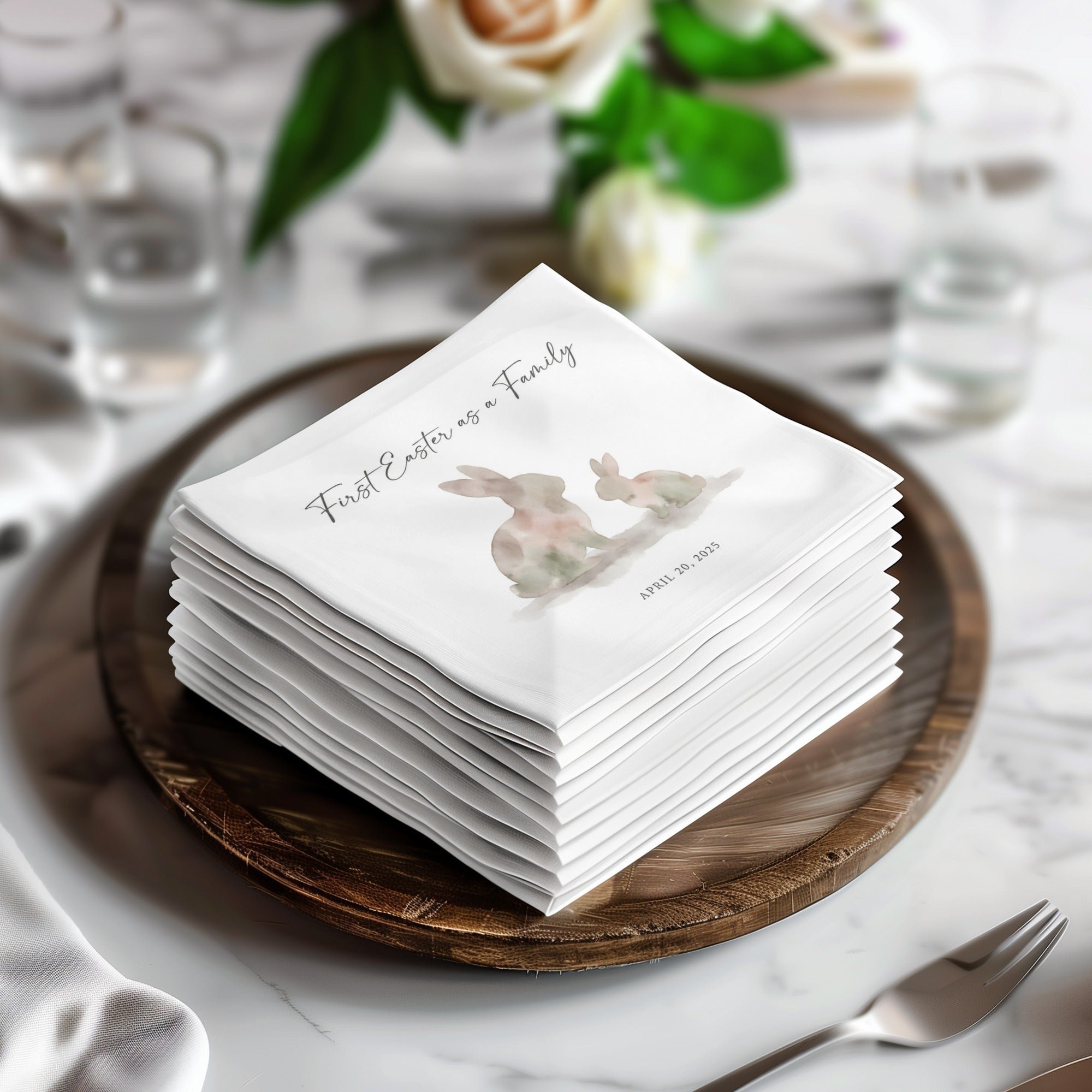 Personalized Easter Cocktail Napkins – First Easter as a Family