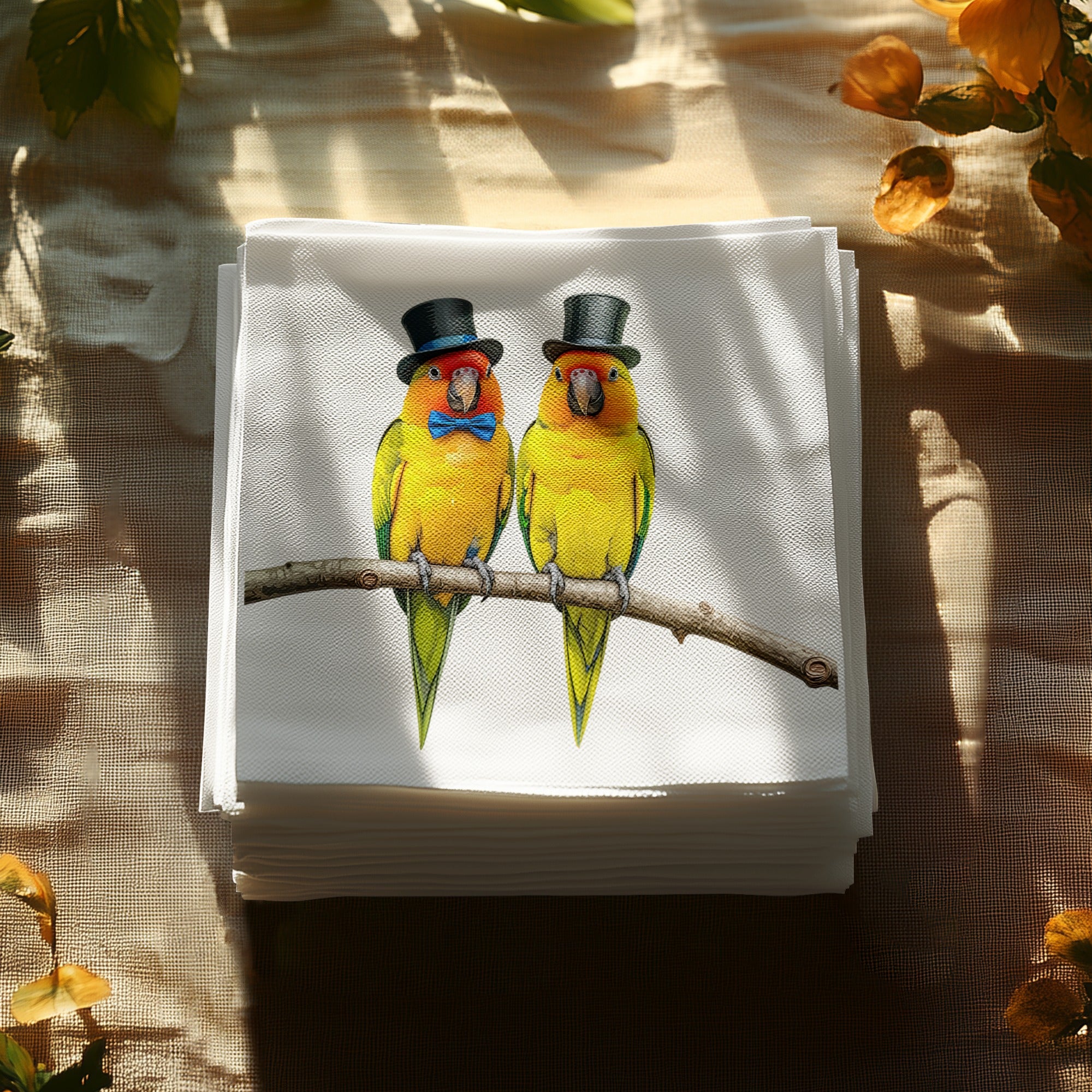 Sun Conure Napkin, Bird Napkin, Cute Parrot, Top Hat Birds, Formal Birds, Animal Napkin, Funny Napkin, Party Napkin, Decorative Napkin