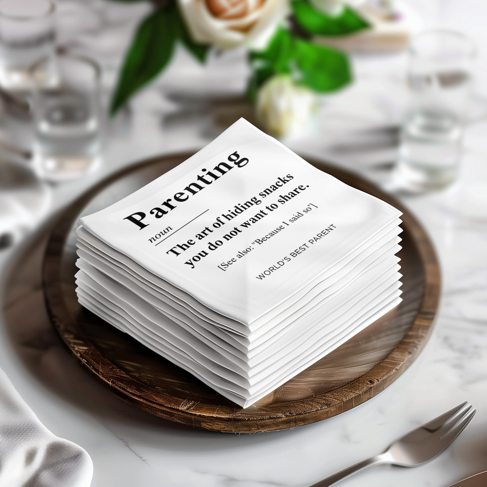 Parenting Definition Napkin, Funny Mom Dad Napkins, World's Best Parent Napkins, Hide Snacks Napkin, Parent Humor Gift, Unique Napkin