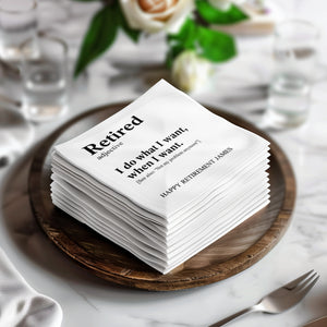 Funny Retirement Napkin, Retired Adjective Definition, Retirement Gift Napkin, Gift for Retiree, Retirement Party Favor, Retirement James