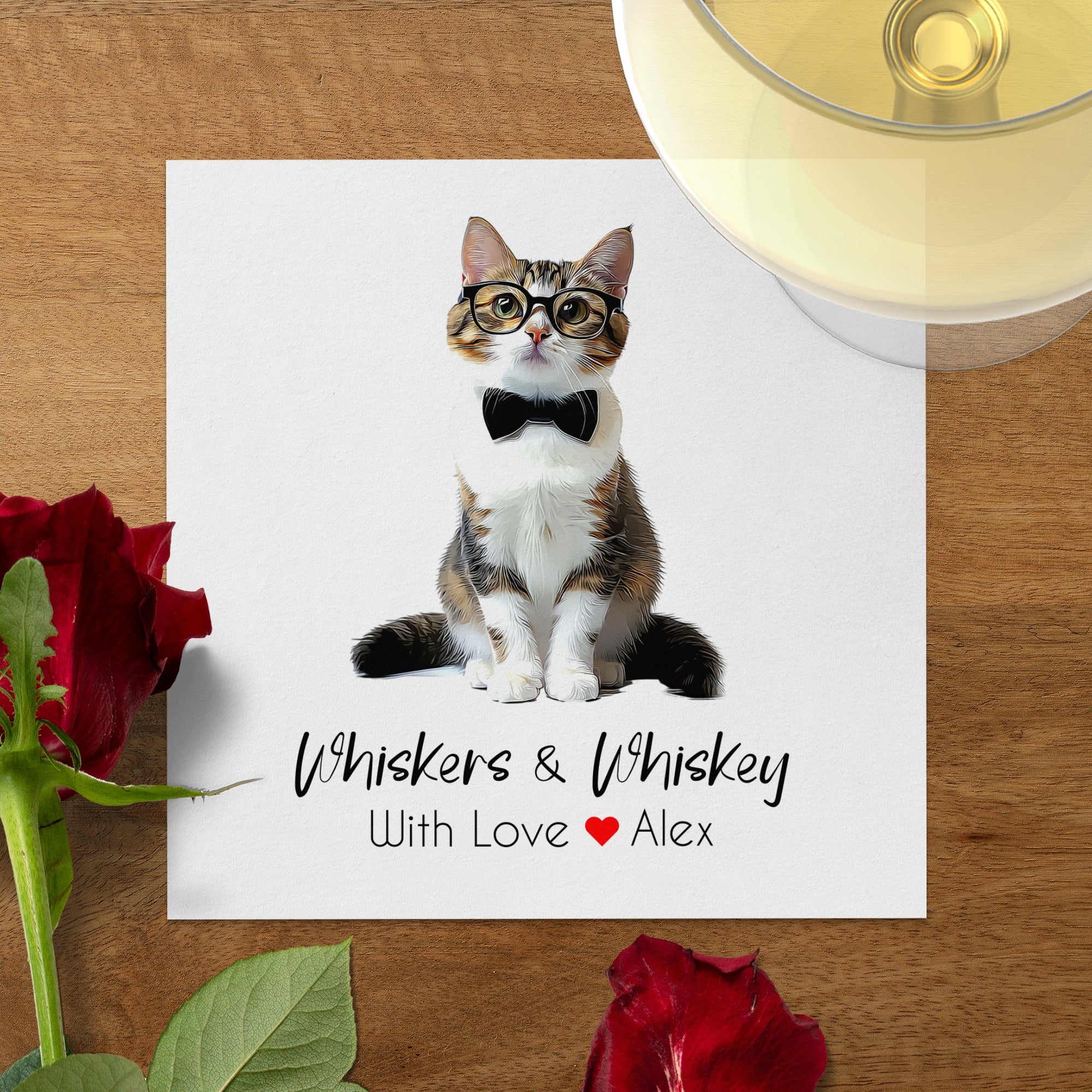 Whiskers and Whiskey Napkin, Cute Cat Napkin, Funny Napkin, Cat Lover Gift, Home Decor, Novelty Napkin, Unique Napkin