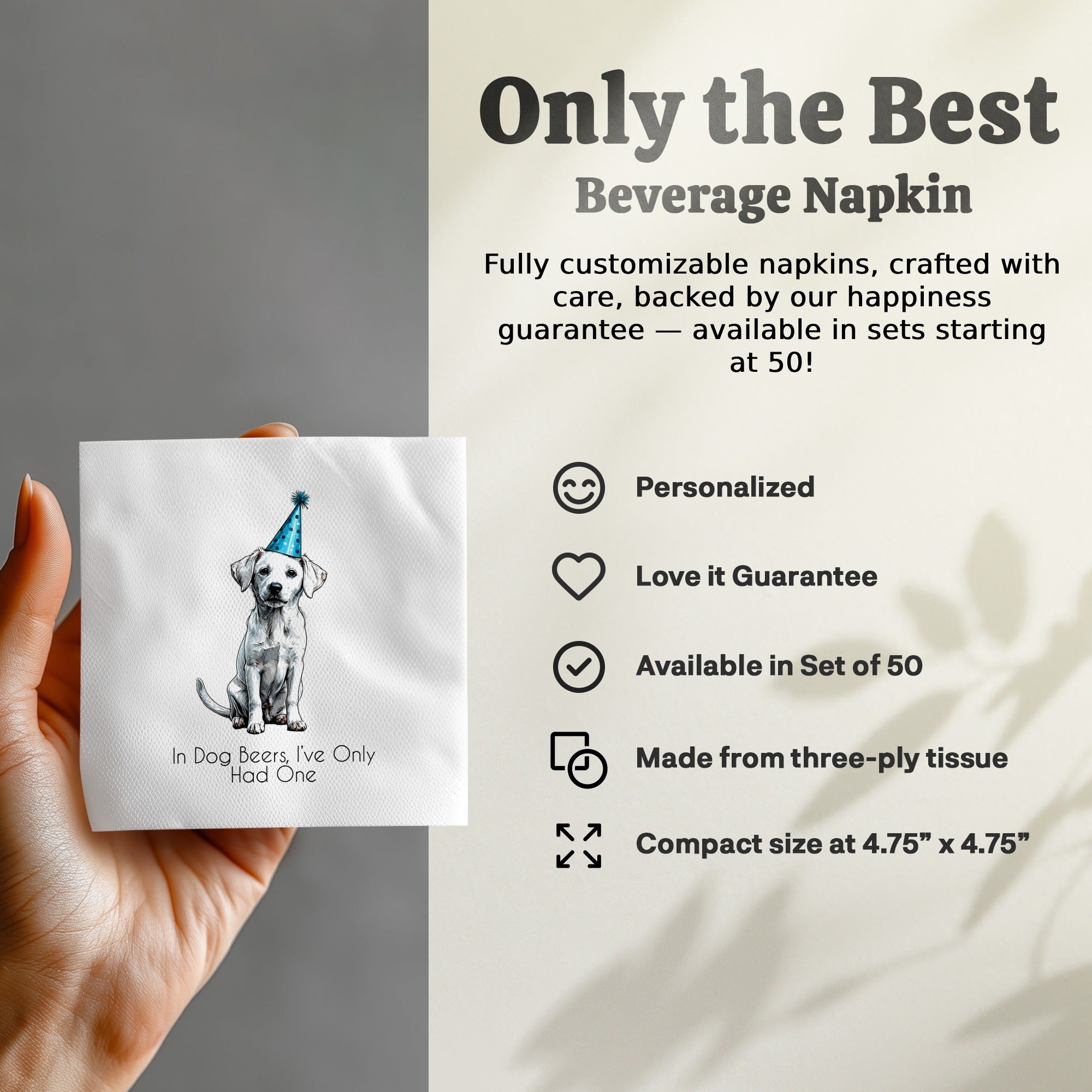 Party Dog Napkin, Cute Puppy Napkins, Birthday Labrador Napkin, Pet Lover Gift, Animal Art Napkins, Dog Portrait, Festive Napkins