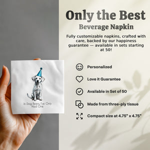 Party Dog Napkin, Cute Puppy Napkins, Birthday Labrador Napkin, Pet Lover Gift, Animal Art Napkins, Dog Portrait, Festive Napkins