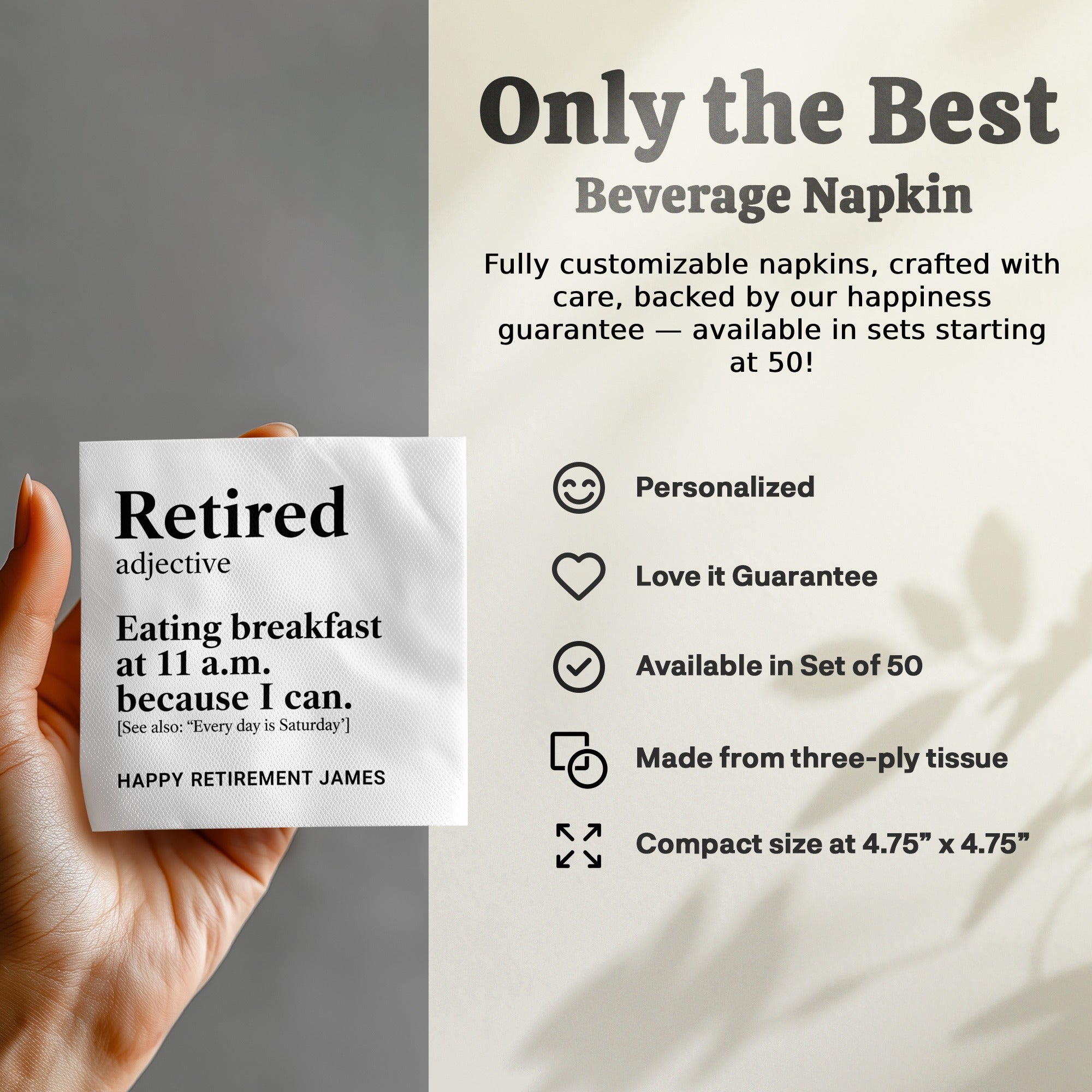 Retired Definition Napkin, Funny Retirement Gift Napkin, Retirement Party Napkin, Happy Retirement James Napkin