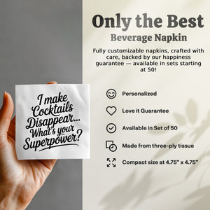 Cocktail Disappear Napkins, Funny Superpower Napkin, Party Napkins, Cocktail Hour, Drink Napkins, Bar Napkin, Party Decor, Napkin