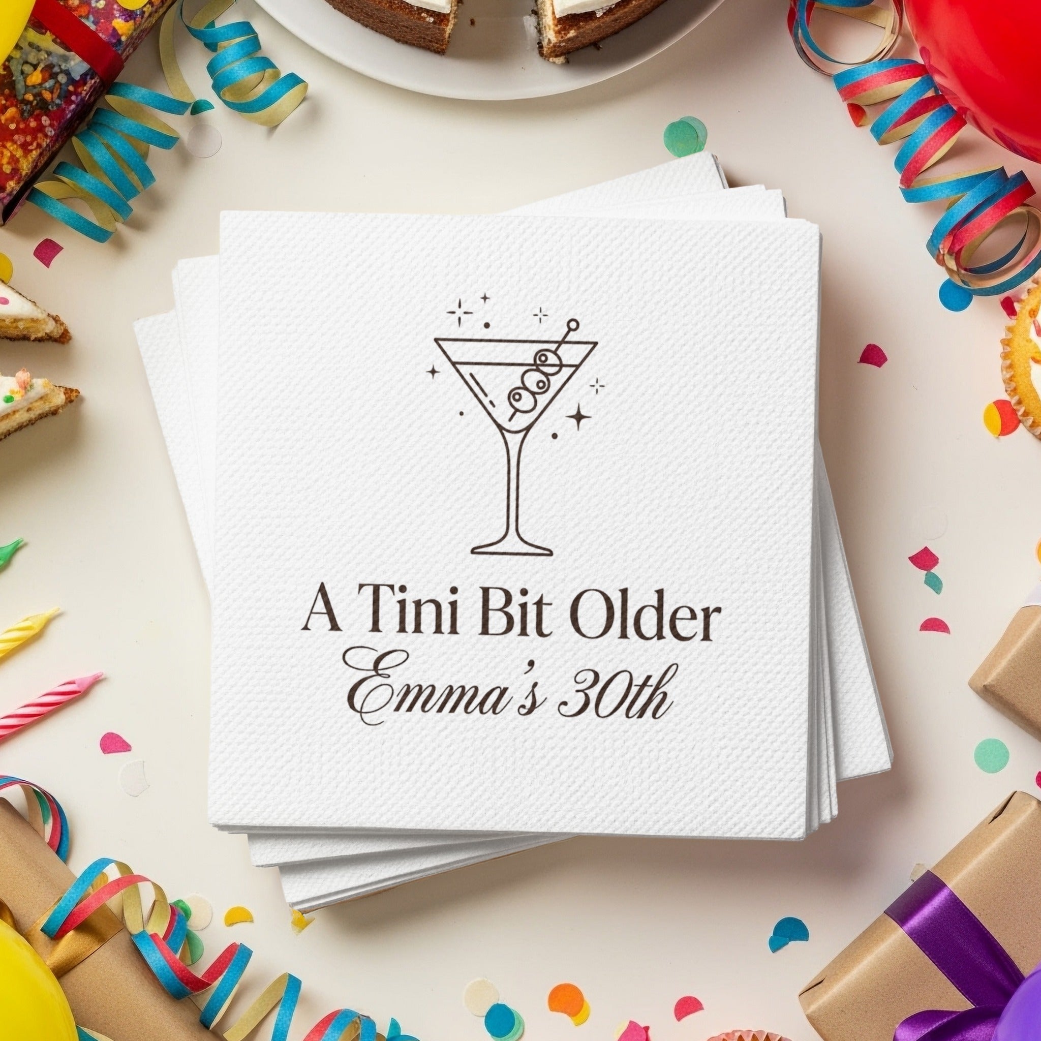 Martini Design Party Birthday Cocktail Napkins