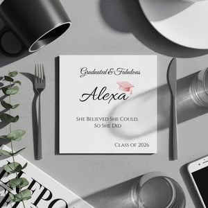 Graduated and Fabulous Napkin, Class of 2026, Personalized Graduation, Graduation Party Favor, Graduation Gift, Name Napkin