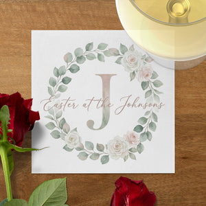 Personalized Easter Beverage Napkins – Monogram Wreath