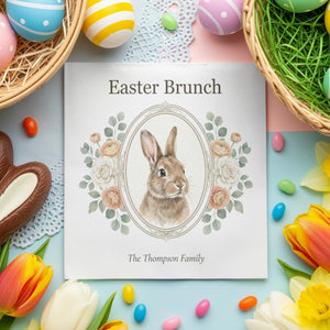Personalized Easter Cocktail Napkins – Easter Brunch Floral Bunny