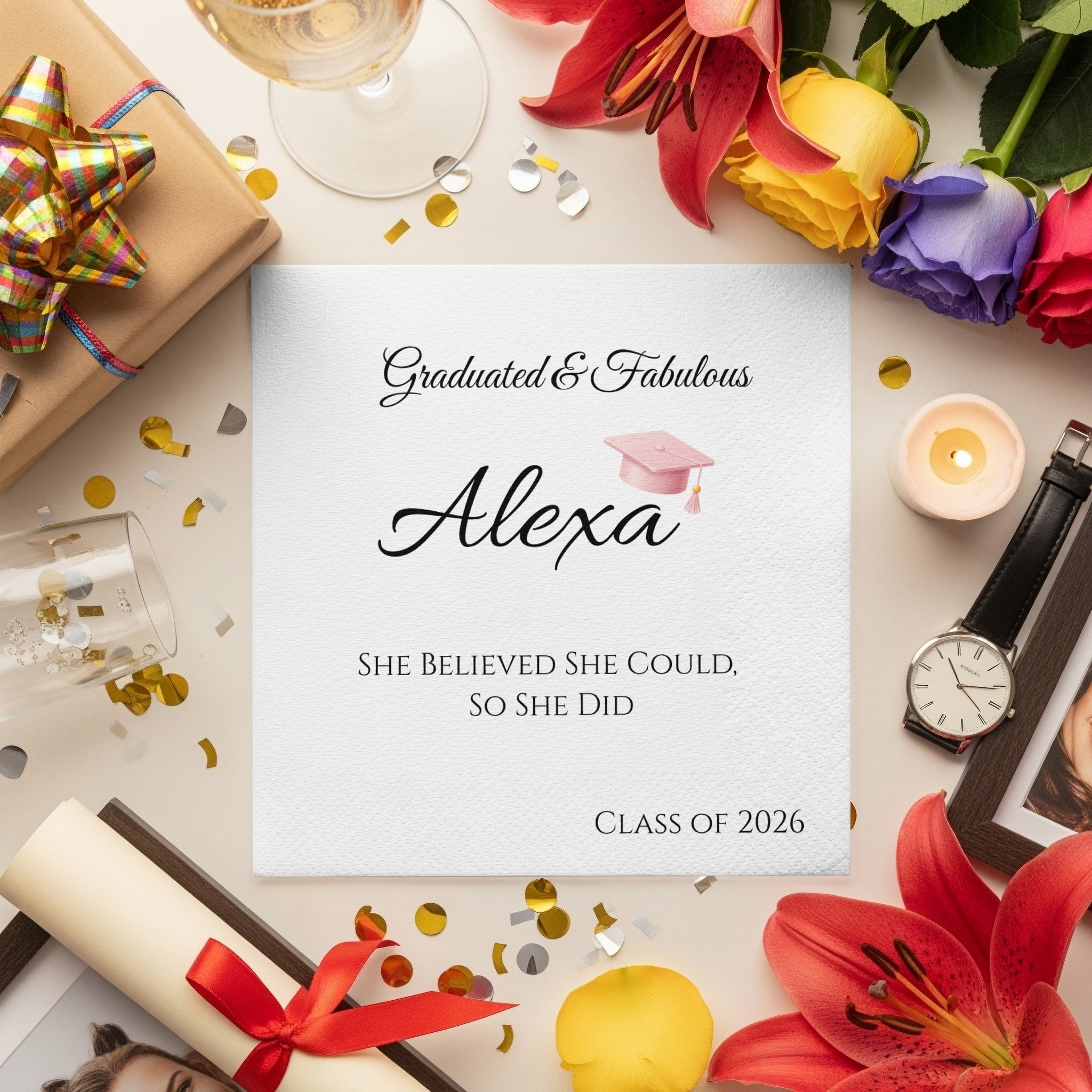 Graduated and Fabulous Napkin, Class of 2026, Personalized Graduation, Graduation Party Favor, Graduation Gift, Name Napkin