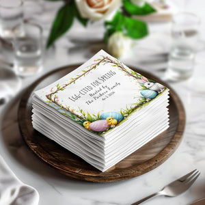 Custom Easter Napkins – Egg-cited for Spring – Bunny & Easter Egg Party Napkins