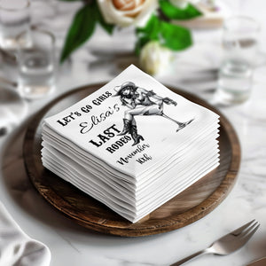 Personalized Bachelorette Napkins – Let’s Go Girls Rodeo – Custom Last Rodeo Party Napkins with Name & Date – Featuring Cowgirl Cocktail Design