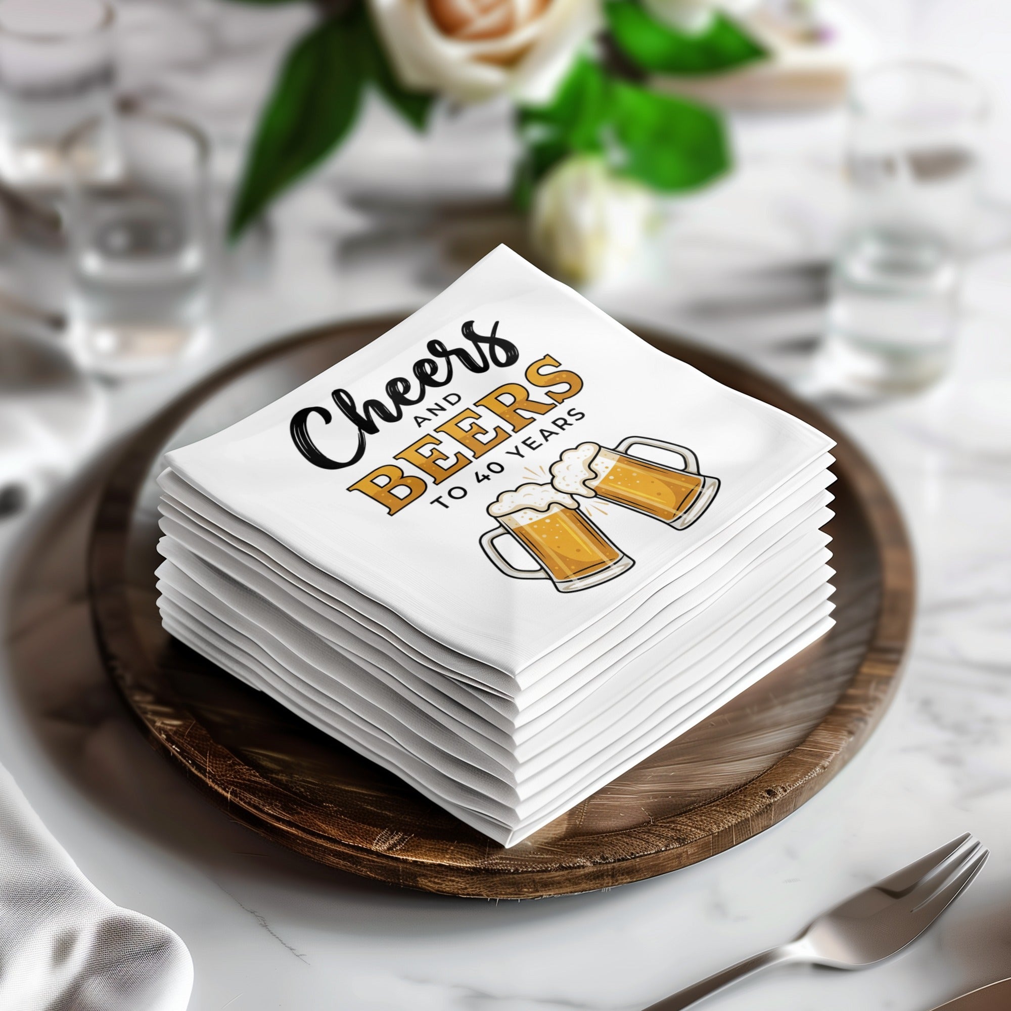 Cheers Beers With Name Age Birthday Cocktail Napkins
